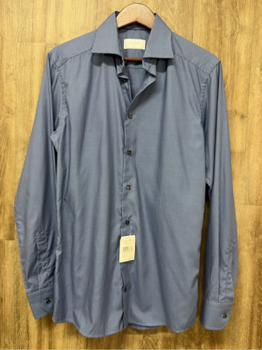 NEW Eton Long Sleeve Blue Check Button Down